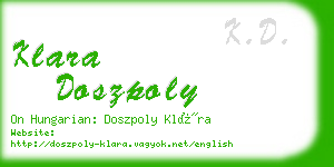 klara doszpoly business card